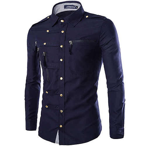 Men's Daily Basic / Military Cotton Slim Shirt - Solid Colored Navy Blue / Long Sleeve
Men's Daily Basic / Military Cotton Slim Shirt - Solid Colored Navy Blue / Long Sleeve