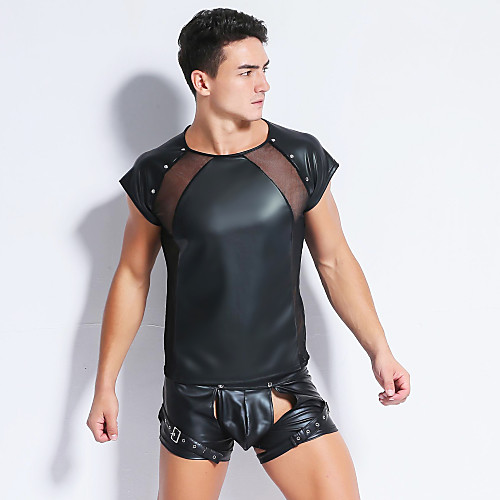 Exotic Dancewear Nightclub Jumpsuits / Pole Dance Men's Training / Performance PU / Mesh Split Joint Short Sleeve Top
Exotic Dancewear Nightclub Jumpsuits / Pole Dance Men's Training / Performance PU / Mesh Split Joint Short Sleeve Top