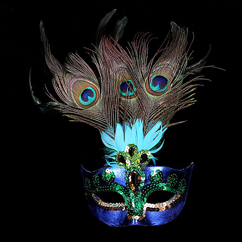 фото Принцесса маски / венецианская маска / перьевая маска взрослые вечеринка жен. лиловый пластик для вечеринок косплэй аксессуары хэллоуин / карнавал / маскарад костюмы / мужской / половинная маска Lightinthebox