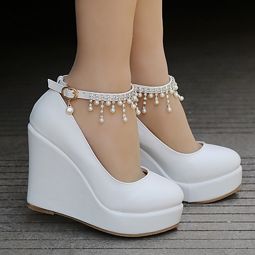 Women's Wedding Shoes Wedge Heel Round Toe Imitation Pearl / Buckle / Tassel PU Classic / Sweet Spring & Summer / Fall & Winter White / Party & Evening
Women's Wedding Shoes Wedge Heel Round Toe Imitation Pearl / Buckle / Tassel PU Classic / Sweet Spring & Summer / Fall & Winter White / Party & Evening