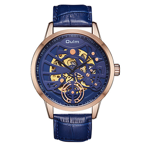 Oulm Men's Mechanical Watch Automatic self-winding Genuine Leather Black / Blue / Brown 30 m Water Resistant / Waterproof Hollow Engraving Cool Analog Fashion Skeleton - Black Coffee Blue One Year
Oulm Men's Mechanical Watch Automatic self-winding Genuine Leather Black / Blue / Brown 30 m Water Resistant / Waterproof Hollow Engraving Cool Analog Fashion Skeleton - Black Coffee Blue One Year