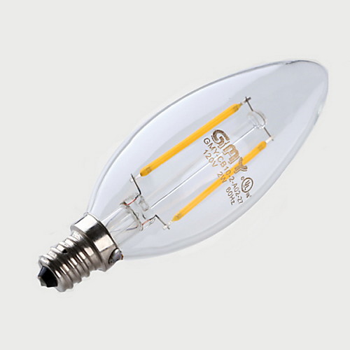 

1шт 2 W ≥200 lm E12 LED лампы в форме свечи 2 Светодиодные бусины COB Диммируемая Декоративная Тёплый белый 110-130 V / 1 шт.