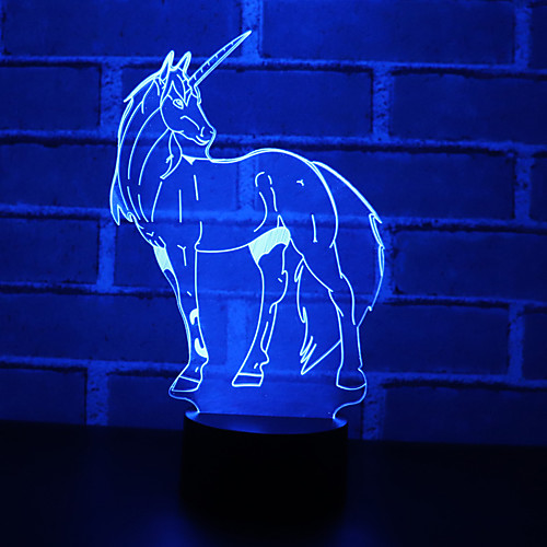 

3d светодиодный изящный единорог ночной свет с 7 цветов света для украшения дома лошадь лампа удивительная визуализация оптический 5 В