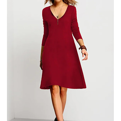 Жен. А-силуэт Платье Глубокий V-образный вырез До колена 
Жен. А-силуэт Платье Глубокий V-образный вырез До колена