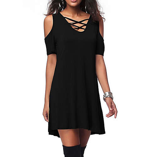 Women's Plus Size Shirt - Solid Colored Cut Out / Fashion / Hollow V Neck Black / Spring / Summer / Fall
Women's Plus Size Shirt - Solid Colored Cut Out / Fashion / Hollow V Neck Black / Spring / Summer / Fall