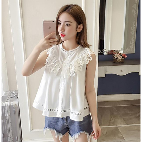 Жен. Кружевная отделка Рубашка Свободный силуэт Однотонный Белый M
Жен. Кружевная отделка Рубашка Свободный силуэт Однотонный Белый M