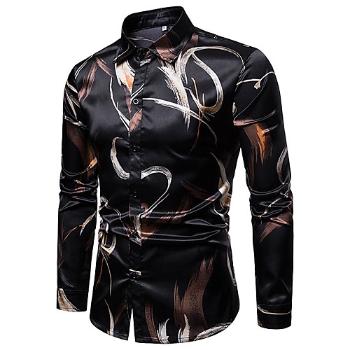 Муж. Для вечеринок С принтом Рубашка Классический воротник Уличный стиль Геометрический принт Черный L / Длинный рукав 
Муж. Для вечеринок С принтом Рубашка Классический воротник Уличный стиль Геометрический принт Черный L / Длинный рукав