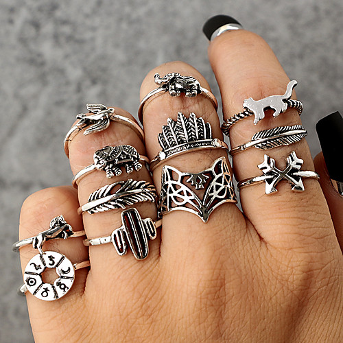 Жен. Старинный Кольцо Ring Set Цветы Слон Птица Винтаж Романтика Богемный Модные кольца Бижутерия Серебряный Назначение Для вечеринок День рождения Свидание 12шт 
Жен. Старинный Кольцо Ring Set Цветы Слон Птица Винтаж Романтика Богемный Модные кольца Бижутерия Серебряный Назначение Для вечеринок День рождения Свидание 12шт