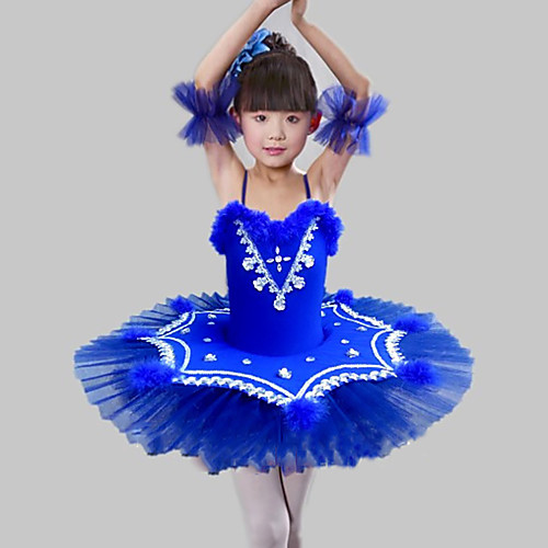 

Kids' Dancewear / Ballet Dresses Girls' Training / Performance Polyester / Mesh Feathers / Fur / Split Joint / Crystals / Rhinestones Sleeveless Dress