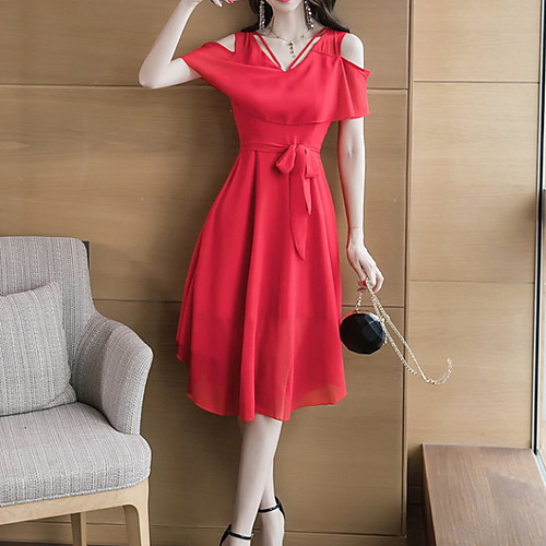 Жен. Классический А-силуэт Платье - Однотонный, Пэчворк Ассиметричное 
Жен. Классический А-силуэт Платье - Однотонный, Пэчворк Ассиметричное