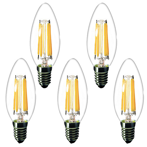 

4 W LED лампы в форме свечи LED лампы накаливания 450 lm E14 C35 6 Светодиодные бусины Высокомощный LED Декоративная Тёплый белый 220-240 V 220 V 230 V, 5 шт.