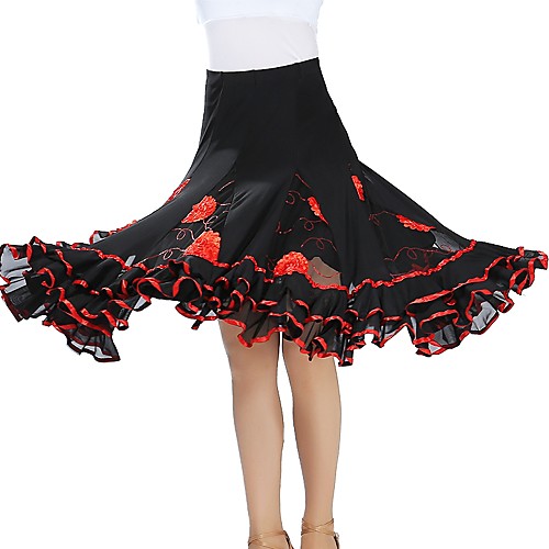 

Ballroom Dance Bottoms Women's Training / Performance Tulle Scattered Bead Floral Motif Style / Gore Natural Skirts