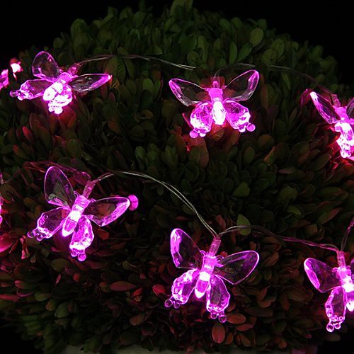 

2 м 20 светодиодов розовые бабочки батареи строки огней розовая вечеринка декоративные прекрасный 3 аа с питанием от батареи 1 шт.
