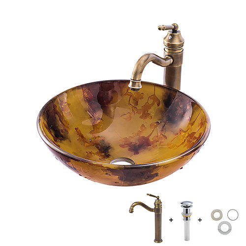 Bathroom Sink / Bathroom Faucet / Bathroom Mounting Ring Antique - Tempered Glass Round Vessel Sink
Bathroom Sink / Bathroom Faucet / Bathroom Mounting Ring Antique - Tempered Glass Round Vessel Sink