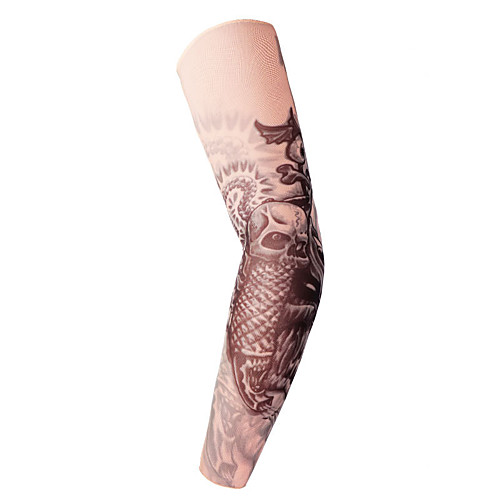 

1 Pair Cycling Sleeves Sun Sleeves Compression Sleeves Pattern Fashion 3D Tattoo Printed UPF 50 Sunscreen UV Resistant Bike Black Brown Dark Grey Spandex for Unisex Adults' Outdoor Exercise Cycling