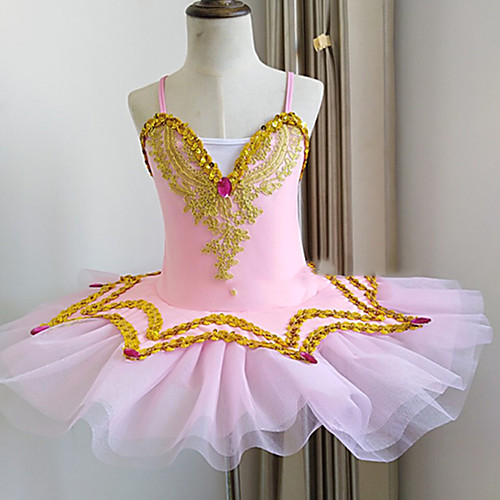 

Kids' Dancewear / Ballet Dresses Girls' Performance Spandex Appliques / Ruching / Split Joint Sleeveless Dress