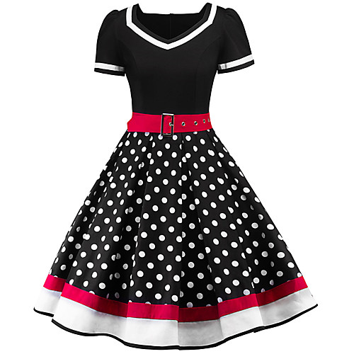 Women's Street chic Swing Dress - Polka Dot Print V Neck Black Red Navy Blue S M L XL
Women's Street chic Swing Dress - Polka Dot Print V Neck Black Red Navy Blue S M L XL
