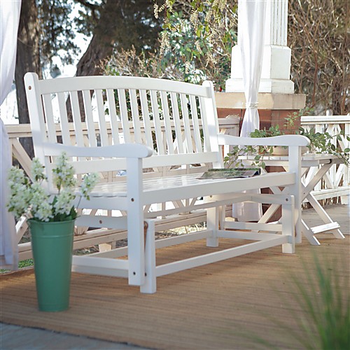 

4-футовая наружная скамейка для сидения с внутренним двориком из белого дерева