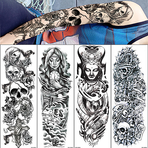 4pcs/lot full arm temporary tattoos Stickers for men women black death skull note super big Large waterproof Fake Tattoo Sleeves
4pcs/lot full arm temporary tattoos Stickers for men women black death skull note super big Large waterproof Fake Tattoo Sleeves