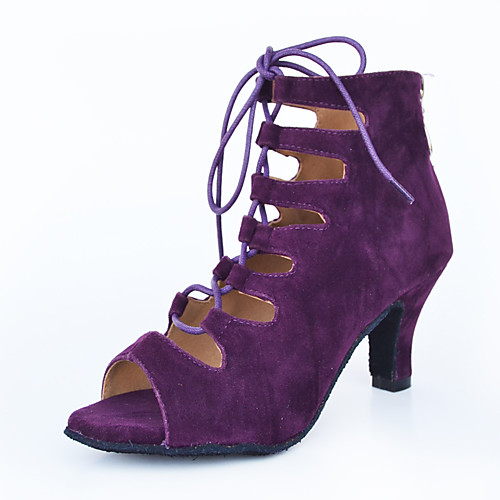 Women's Dance Shoes Nylon Dance Boots Splicing Heel Cuban Heel Customizable Purple 
Women's Dance Shoes Nylon Dance Boots Splicing Heel Cuban Heel Customizable Purple
