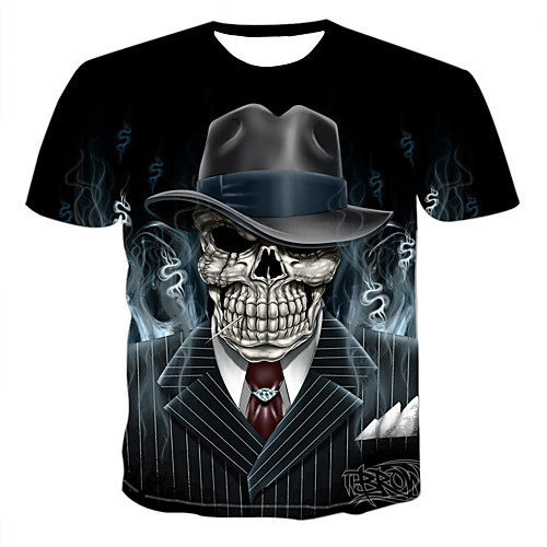 Men's Casual Street Punk & Gothic Cotton T-shirt - 3D / Skull Print Round Neck Black / Short Sleeve
Men's Casual Street Punk & Gothic Cotton T-shirt - 3D / Skull Print Round Neck Black / Short Sleeve
