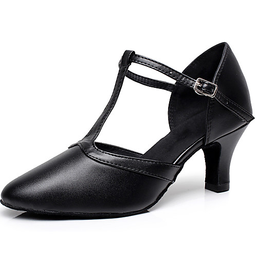 Women's Modern Shoes / Ballroom Shoes Leather T-Strap Heel Buckle Cuban Heel Customizable Dance Shoes Black / Performance / Practice
Women's Modern Shoes / Ballroom Shoes Leather T-Strap Heel Buckle Cuban Heel Customizable Dance Shoes Black / Performance / Practice