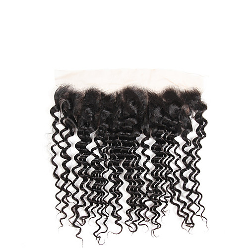 

Clytie Brazilian Hair 4x13 Closure Curly Free Part Middle Part Swiss Lace Human Hair Women's Women Date / Black