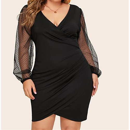 Women's Plus Size Black Dress Basic Street chic Bodycon Solid Colored V Neck Black Mesh XL XXL Slim
Women's Plus Size Black Dress Basic Street chic Bodycon Solid Colored V Neck Black Mesh XL XXL Slim