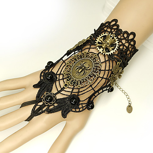 

Women's Black Vintage Bracelet Ring Bracelet / Slave bracelet Earrings / Bracelet Vintage Style Skull Spiders Statement Vintage Trendy Gothic Fashion Alloy Bracelet Jewelry Black For Halloween Club
