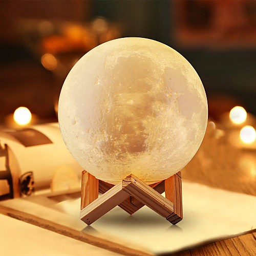

Луна лампа светодиодный ночник 3d глобус яркость USB зарядка аккумуляторная дома декоративные для ребенка малыша новый год рождественский подарок деревянная подставка 12 см 4.7 дюймов
