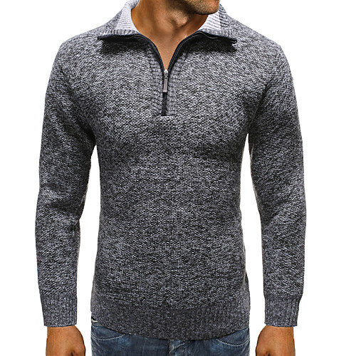 

Men's Solid Colored Long Sleeve EU / US Size Pullover Sweater Jumper, Turndown Spring / Winter Wine / Light gray / Brown US32 / UK32 / EU40 / US34 / UK34 / EU42 / US36 / UK36 / EU44