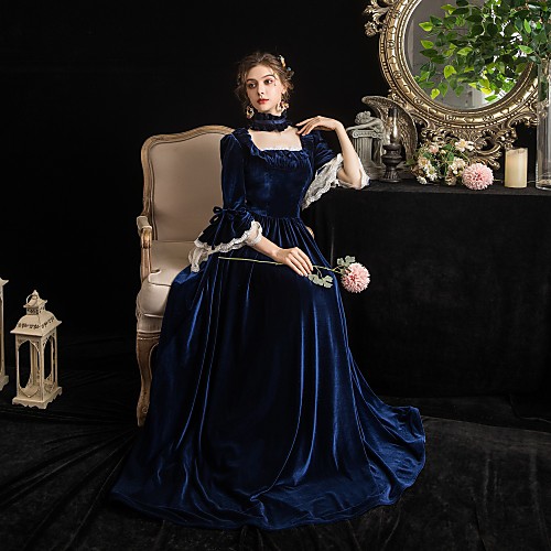 Maria Antonietta Vintage Rococo Medieval Winter Dress Party Costume Masquerade Women's Pleuche Costume Navy Blue Vintage Cosplay Party Masquerade 3/4-Length Sleeve
Maria Antonietta Vintage Rococo Medieval Winter Dress Party Costume Masquerade Women's Pleuche Costume Navy Blue Vintage Cosplay Party Masquerade 3/4-Length Sleeve