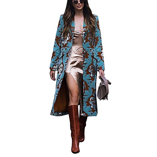 Women's Daily Fall & Winter Long Coat, Geometric Turndown Long Sleeve Others Print Blue
Women's Daily Fall & Winter Long Coat, Geometric Turndown Long Sleeve Others Print Blue