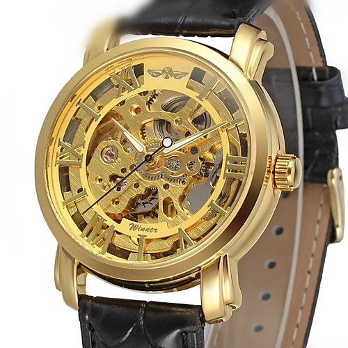 WINNER Men's Dress Watch Skeleton Watch Wrist Watch Automatic self-winding Leather Black 30 m Hollow Engraving Analog Luxury Classic Vintage - Gold / Stainless Steel
WINNER Men's Dress Watch Skeleton Watch Wrist Watch Automatic self-winding Leather Black 30 m Hollow Engraving Analog Luxury Classic Vintage - Gold / Stainless Steel