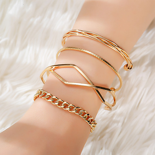 4pcs Women's Bracelet Bangles Cuff Bracelet Vintage Bracelet Layered Lucky Statement Classic Vintage Trendy Fashion Titanium Steel Bracelet Jewelry Gold For Wedding Date Birthday Beach Festival
4pcs Women's Bracelet Bangles Cuff Bracelet Vintage Bracelet Layered Lucky Statement Classic Vintage Trendy Fashion Titanium Steel Bracelet Jewelry Gold For Wedding Date Birthday Beach Festival