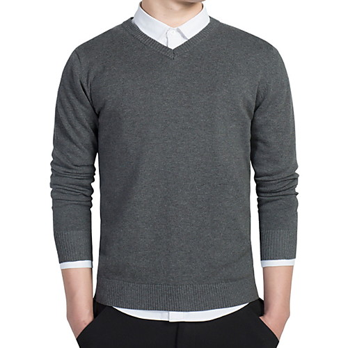

Men's Solid Colored Long Sleeve EU / US Size Pullover Sweater Jumper, V Neck Black / Light gray / White US36 / UK36 / EU44 / US38 / UK38 / EU46 / US40 / UK40 / EU48