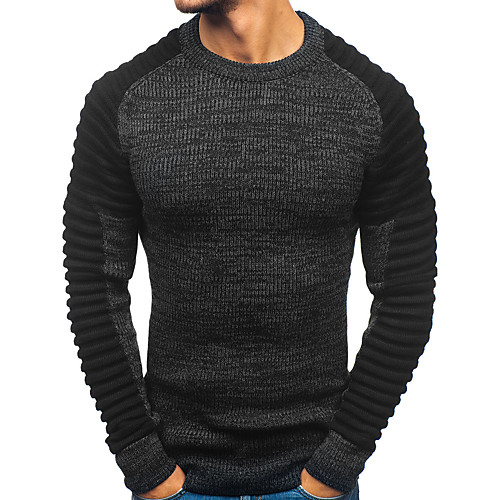

Men's Solid Colored Long Sleeve Pullover Sweater Jumper, Round Neck Fall / Winter Red / Dark Gray US32 / UK32 / EU40 / US34 / UK34 / EU42 / US38 / UK38 / EU46