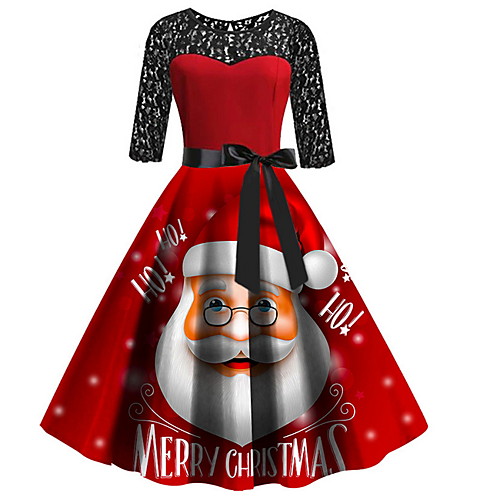 Women's Christmas Party Elegant A Line Dress - Geometric Lace Print Red S M L XL
Women's Christmas Party Elegant A Line Dress - Geometric Lace Print Red S M L XL
