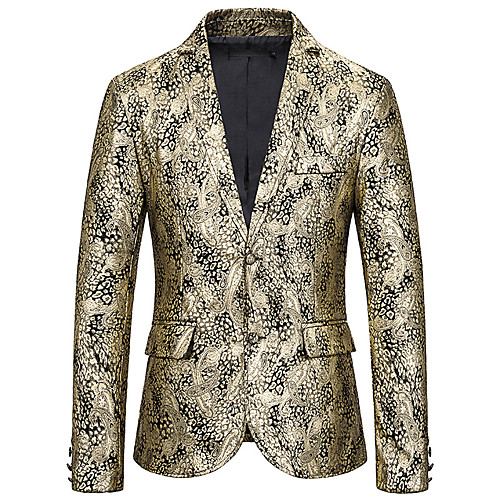 Men's Blazer, Striped / Floral / Geometric Notch Lapel Polyester Gold / Silver
Men's Blazer, Striped / Floral / Geometric Notch Lapel Polyester Gold / Silver