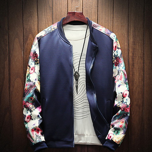Men's Daily Fall & Winter Regular Jacket, Geometric Peaked Lapel Long Sleeve Polyester White / Navy Blue
Men's Daily Fall & Winter Regular Jacket, Geometric Peaked Lapel Long Sleeve Polyester White / Navy Blue
