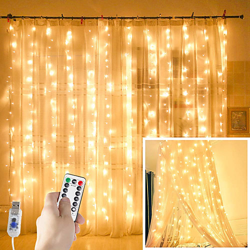 

ZDM окна занавес фары 300 светодиодные USB питание фея струнные светильники с дистанционным управлением Ip65 водонепроницаемый&усилитель; 8 настроек мерцающих огней для рождественских вечеринок