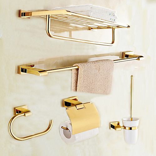 Elegant Bathroom Accessory Set Modern Style Brass 6pcs - Hotel bath Toilet Paper Holders / tower bar / tower ring Wall Mounted
Elegant Bathroom Accessory Set Modern Style Brass 6pcs - Hotel bath Toilet Paper Holders / tower bar / tower ring Wall Mounted