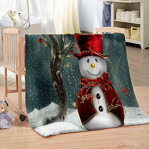 

зимнее одеяло рождественский снеговик цифровой печатный коралловый флис утолщенные теплые одеяла диван