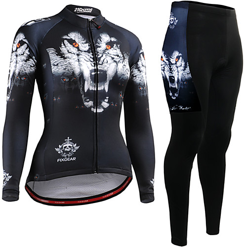 21Grams Wolf Women's Long Sleeve Cycling Jersey with Tights - Black Bike Top Clothing Suit Breathable Quick Dry Ultraviolet Resistant Sports Winter Fleece Terylene Polyester Taffeta Mountain Bike MTB
21Grams Wolf Women's Long Sleeve Cycling Jersey with Tights - Black Bike Top Clothing Suit Breathable Quick Dry Ultraviolet Resistant Sports Winter Fleece Terylene Polyester Taffeta Mountain Bike MTB