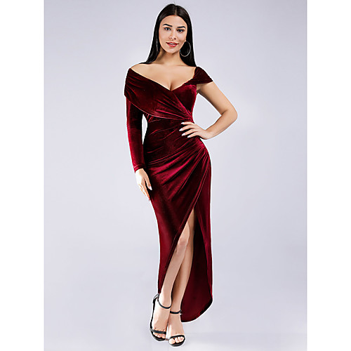 Sheath / Column Off Shoulder Asymmetrical Velvet Elegant Formal Evening Dress 2020 with
Sheath / Column Off Shoulder Asymmetrical Velvet Elegant Formal Evening Dress 2020 with