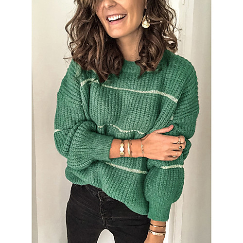 Women's Striped Long Sleeve Pullover Sweater Jumper, Round Neck Black / Green S / M / L
Women's Striped Long Sleeve Pullover Sweater Jumper, Round Neck Black / Green S / M / L
