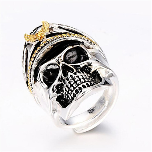 

Men's Adjustable Ring 1pc Silver Silver-Plated Geometric Fashion Daily Holiday Jewelry Geometrical Skull Cool