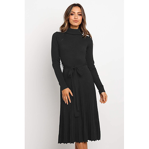 Women's Daily Wear Dress Basic Sweater Dress - Solid Colored Bow Pleated Black S M L XL
Women's Daily Wear Dress Basic Sweater Dress - Solid Colored Bow Pleated Black S M L XL