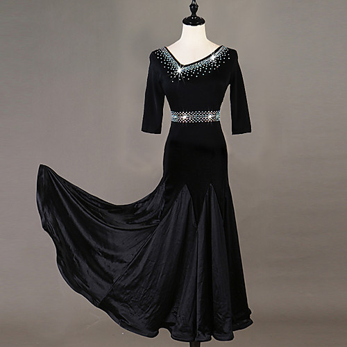 Ballroom Dance Dresses Women's Training Chinlon Crystals / Rhinestones 3/4-Length Sleeve High Dress
Ballroom Dance Dresses Women's Training Chinlon Crystals / Rhinestones 3/4-Length Sleeve High Dress