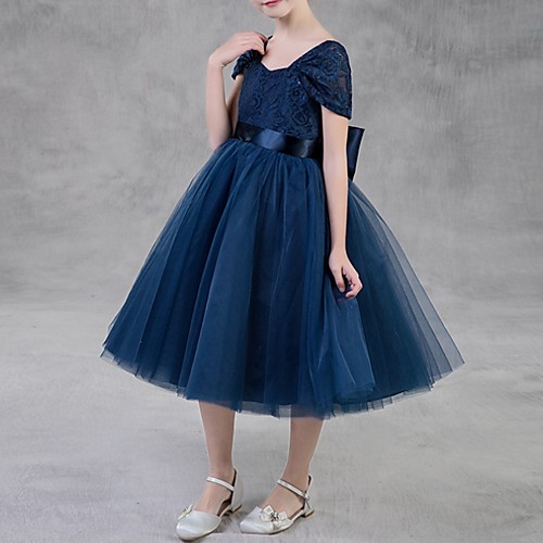 Ball Gown Knee Length Flower Girl Dress - Polyester Short Sleeve Jewel Neck with Bow(s)
Ball Gown Knee Length Flower Girl Dress - Polyester Short Sleeve Jewel Neck with Bow(s)